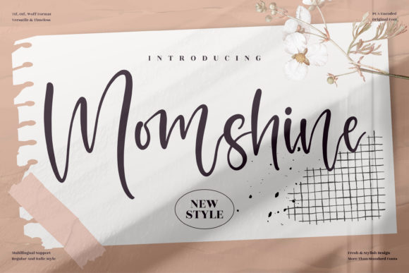 Momshine: A Delicate Script Font for Editorial Elegance